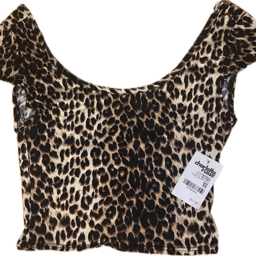 XS stretchy LEOPARD PRINT CROP TOP